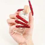 Crimson Elegance Rhinestone Nails